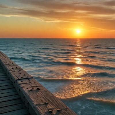 Sunset over the ocean pier