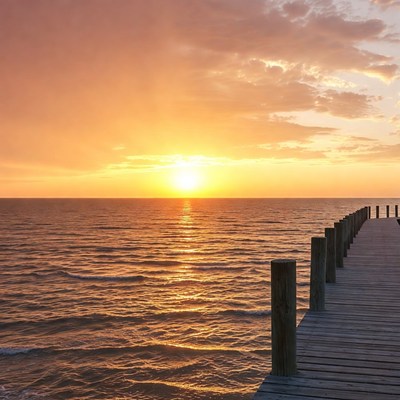 Sunset over the water