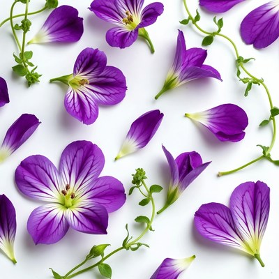 Purple flowers on a white background