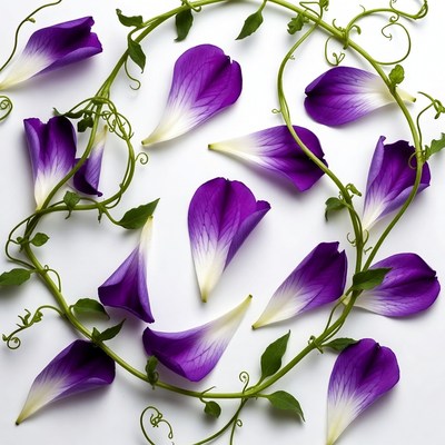 Purple petals with green vine around