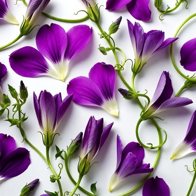 Purple flowers on white background