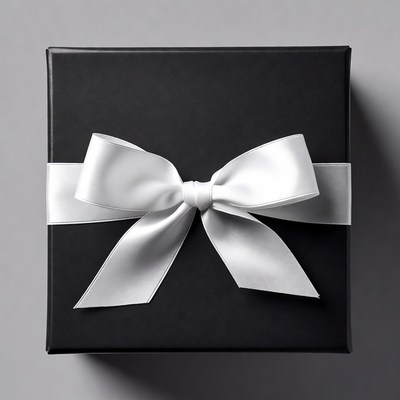 Black gift box with white ribbon