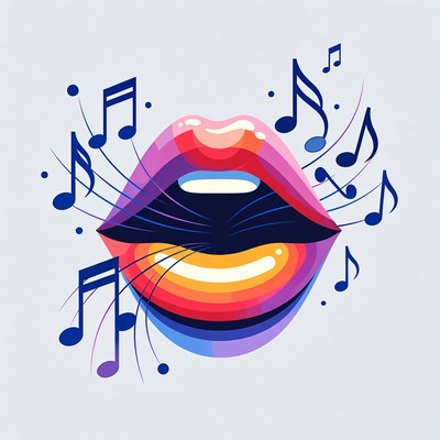 Lips with music notes design
