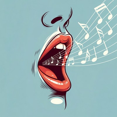 Singing with musical notes in sound