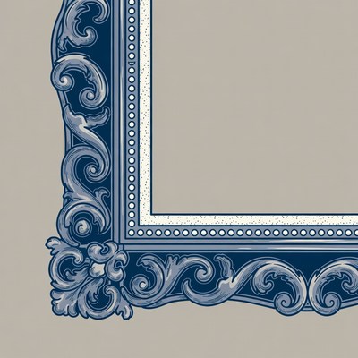 Ornate blue frame design with details
