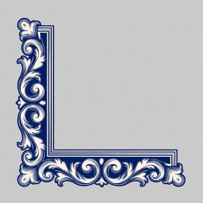 Decorative corner design in blue
