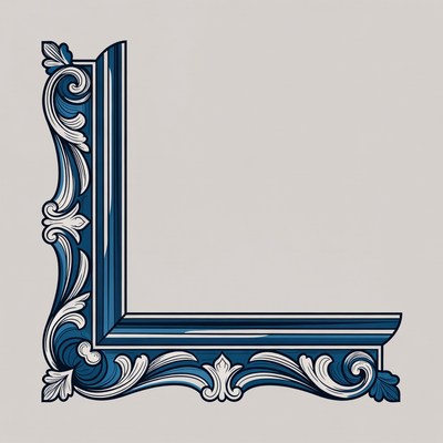 Ornate corner design in blue and white