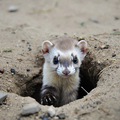 Cute animal peeking from hole