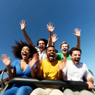 Group enjoys fun ride at amusement park