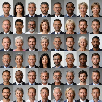 Group of people on display