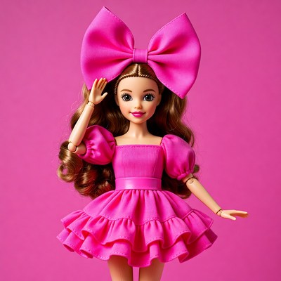 Bright doll in pink dress