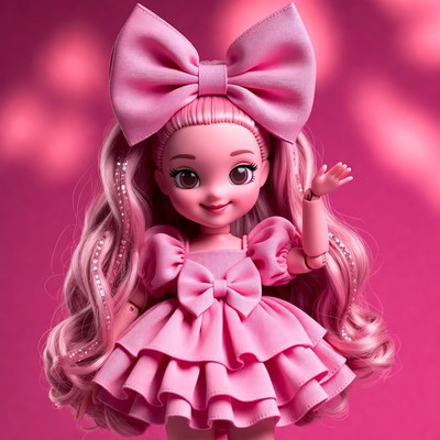 Doll with pink dress and bow