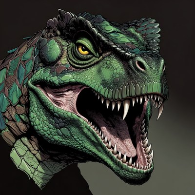 Dinosaur head with open mouth