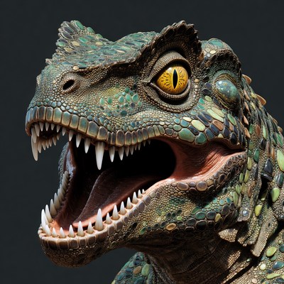 Lizard with open mouth shows teeth