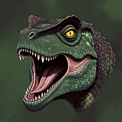 Dinosaur head with open mouth