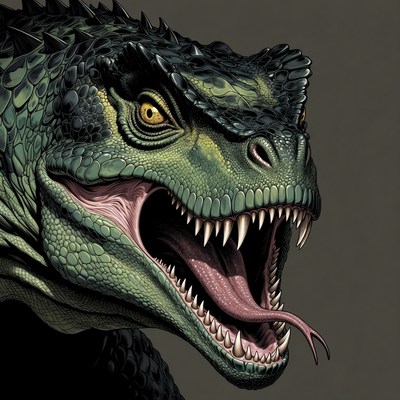 Dinosaurs roaring in digital art
