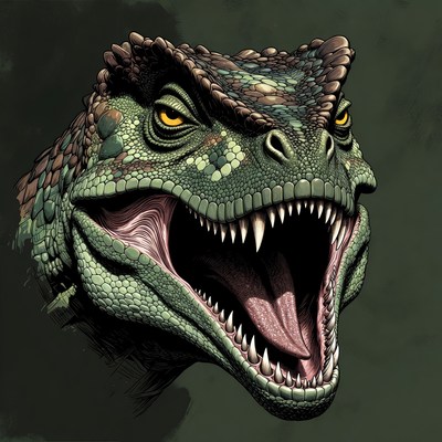Dinosaur head with open mouth