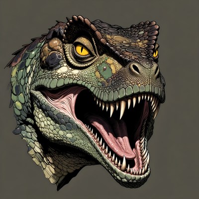 Lizard head with open mouth showing teeth