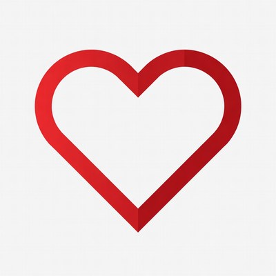 Red heart symbol on a white background