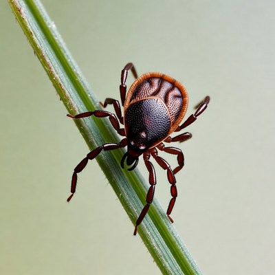 Tick on a plant stem close up