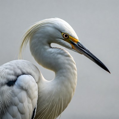 Snowy egret in profile view