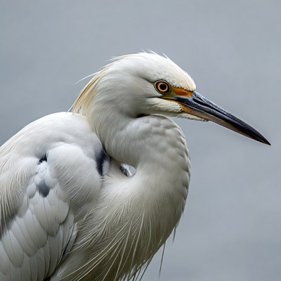 Snowy egret standing by water