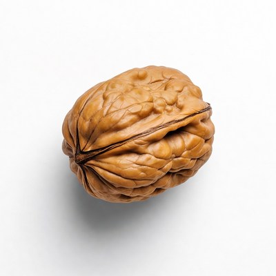 Brown walnut on white background