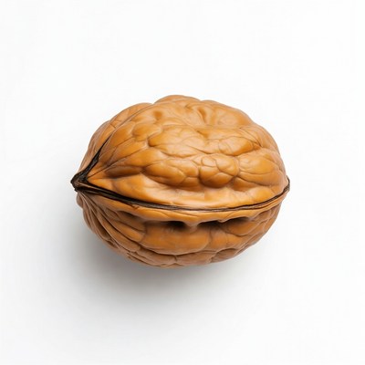 Walnut resting on a white background