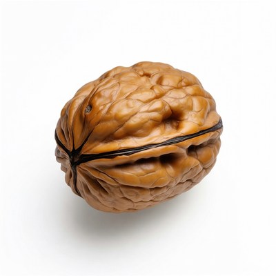 Walnut in natural form on white surface