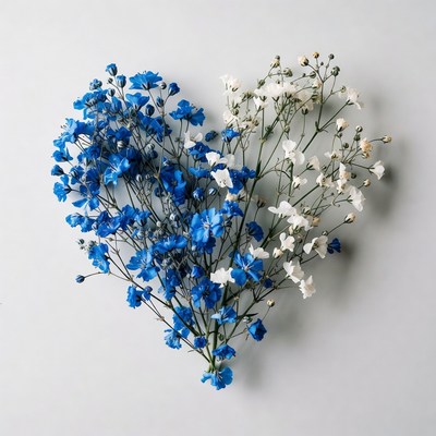Flowers arranged in heart shape