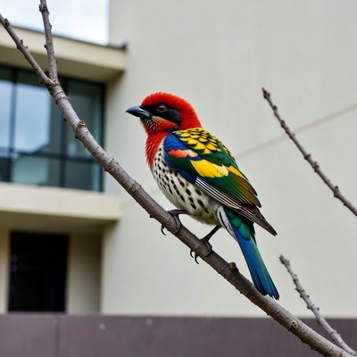 Colorful bird perched on branch