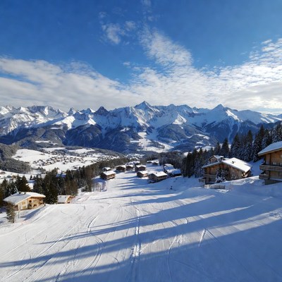 Snowy mountain view in winter