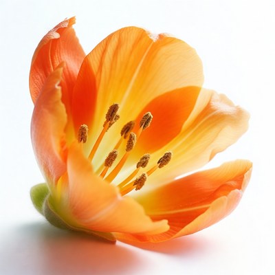 Orange flower with open petals and pollen