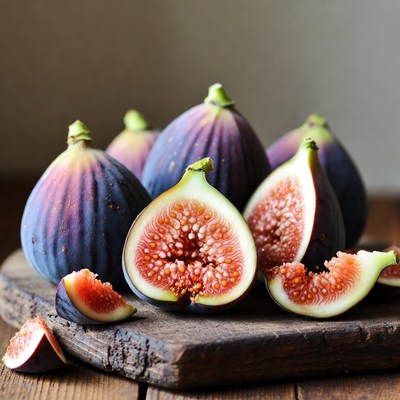 Fresh figs on wooden board