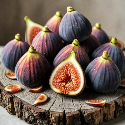 Fresh figs on wooden surface