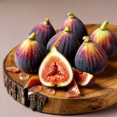 Fresh figs on a wooden board
