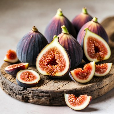 Fresh figs on a wooden board