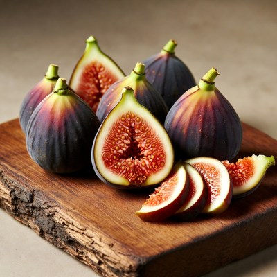 Figs on a wooden cutting board