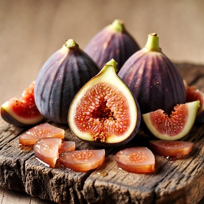 Fresh figs on wooden table