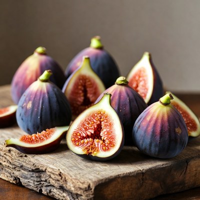Fresh figs on wooden surface