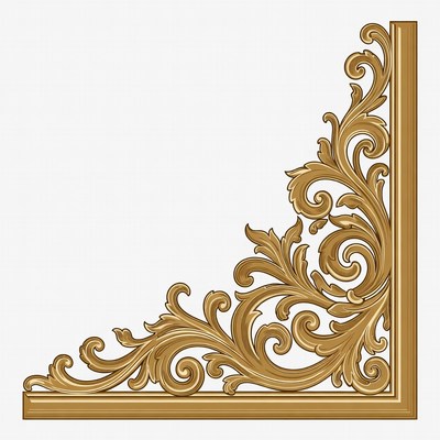 Flower design corner decoration in gold color