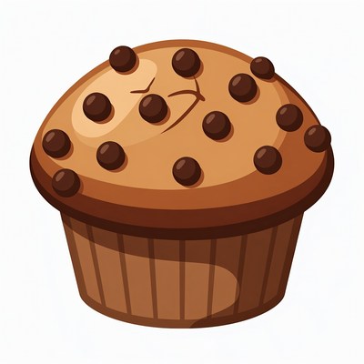 Chocolate muffin with toppings displayed