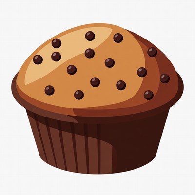 Chocolate muffin on a white background