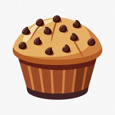 Chocolate chip muffin baked in kitchen