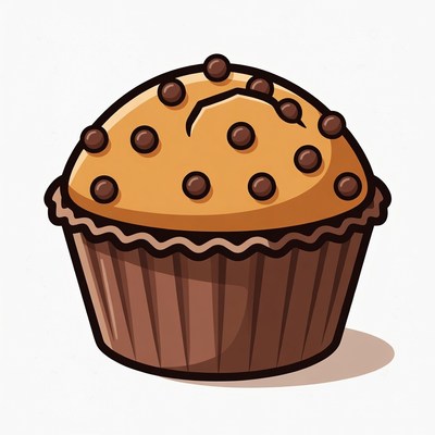 Muffin with chocolate chips on top