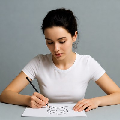 Drawing a smiley face on paper
