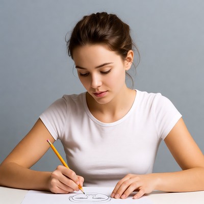 Drawing a face with pencil