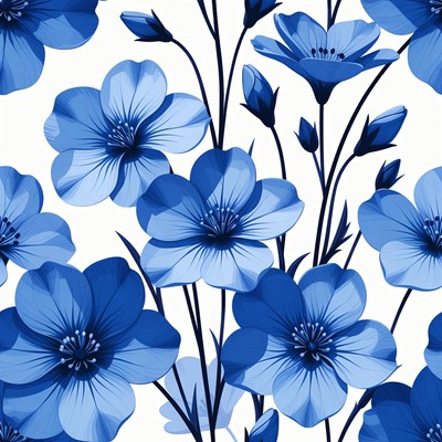 Blue flowers on white background