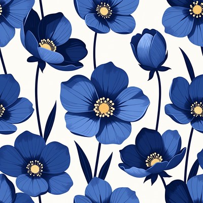 Blue floral pattern on light background