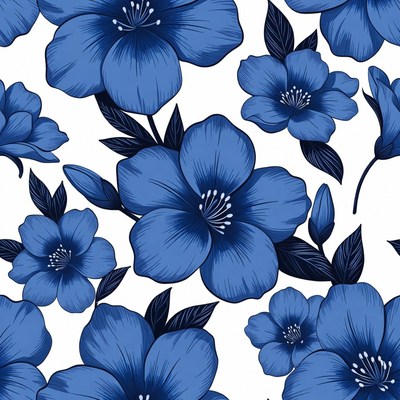 Blue flowers on white background